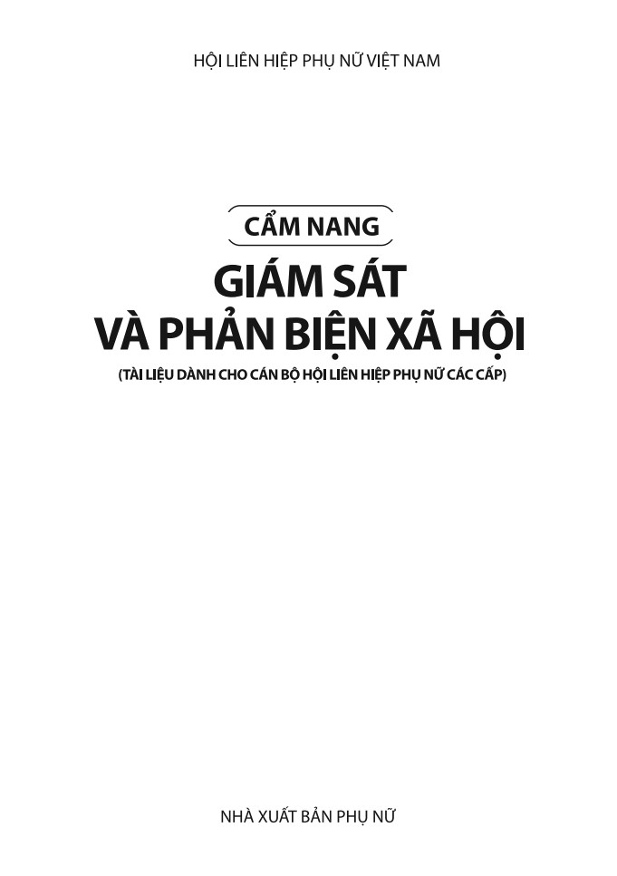 Cẩm nang giám sát và phản biện xã hội (tài liệu dành cho cán bộ Hội LHPN VN)