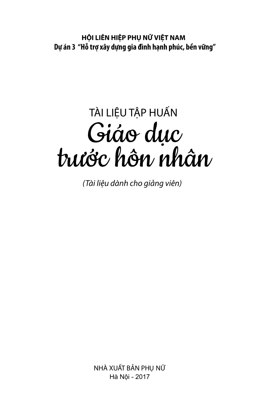 Tài liệu tập huấn: Giáo dục trước hôn nhân